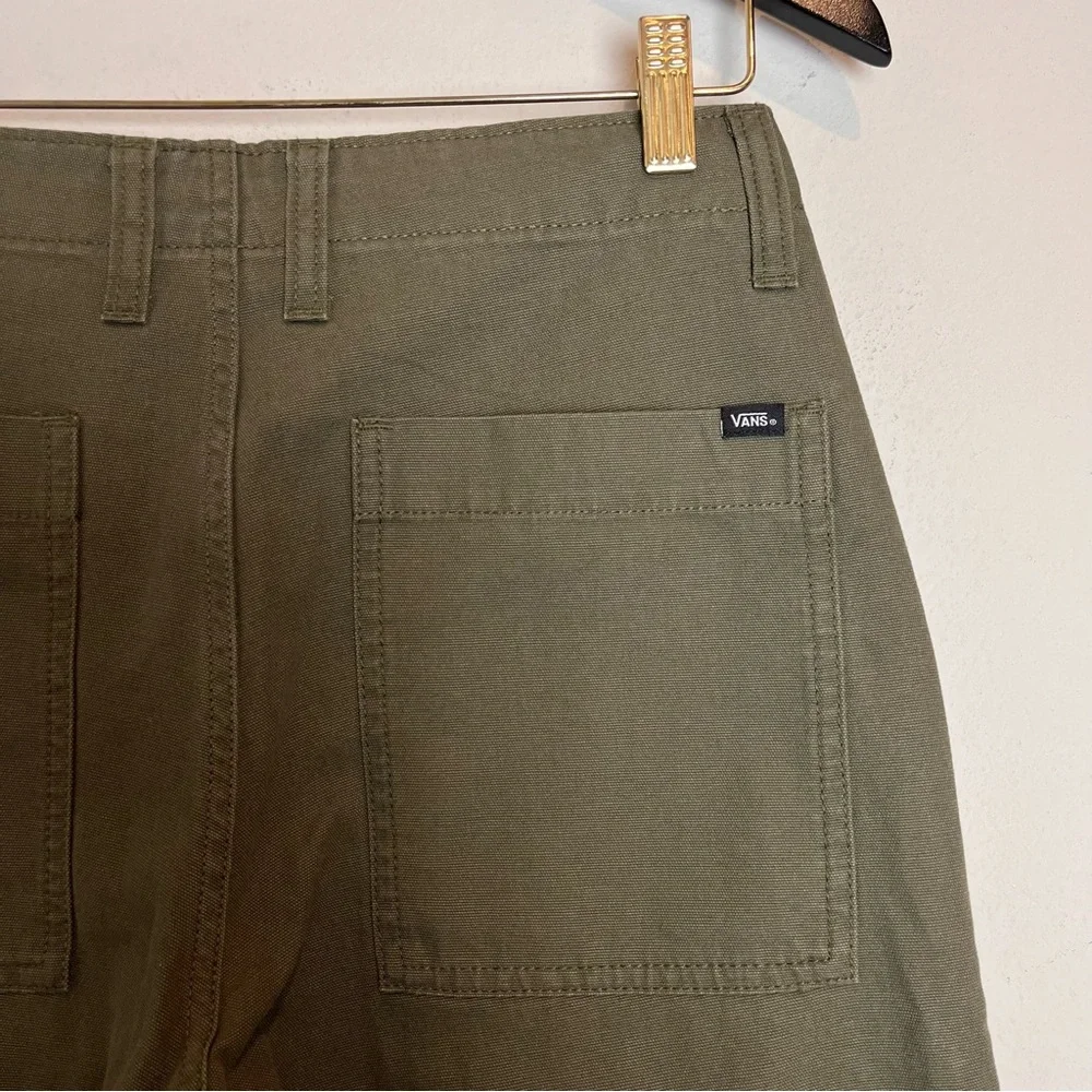 Vans Women’s Arroyo Wide Leg Cargo Pants Olive Green 100% Cotton Canvas Size 26 - Picture 6 of 9